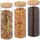 Relaxdays Vorratsgläser mit Bambusdeckel, 3er Set, runde Vorratsdosen aus Glas, 1600 ml, luftdicht, transparent/natur, 28 x 10 cm