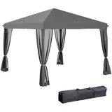 Outsunny Faltpavillon mit 4 abnehmbaren Seitenwände grau 295L x 295B x 260H cm