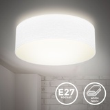 B.K.Licht Deckenleuchte Stoff weiß Textilschirm E27 Deckenlampe Wohnzimmer Schlafzimmer