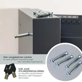 HMF 2030-11 Schlüsseltresor mit Zahlenschloss, 30 Haken, 30 x 28 x 10 cm, Anthrazit