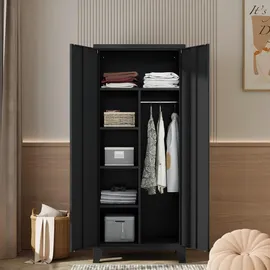 [en.casa] Kleiderschrank Hankasalmi 180x90x40 cm Schwarz