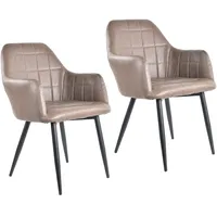 Hti-Living Armlehnenstuhl Kunstleder Vintage 2er Set Albany Antikbraun