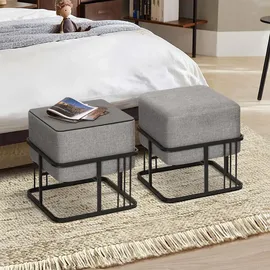 [en.casa] Hocker Tas 38 x 38 x 38 cm Hellgrau