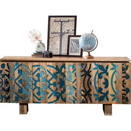 Home Affaire Sideboard HOME AFFAIRE "Layer", bunt (braun, blau), B:185cm H:77cm T:47cm, Sideboards, Sideboard, Kommode mit 4 dekorativen Türen, Breite 177 cm