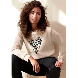 Sweatshirt, Loungehirt mit Herz-Leo-Druck, Loungewear, Gr. 36/38, sand, , 69284269-36