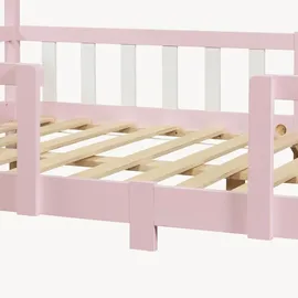 [en.casa] Kinderbett Treviolo 120 x 200 cm Kiefer massiv lackiert Rosa/Weiß