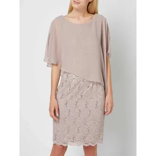 Swing Knielanges Cocktailkleid mit Paillettenbesatz, Beige, 46