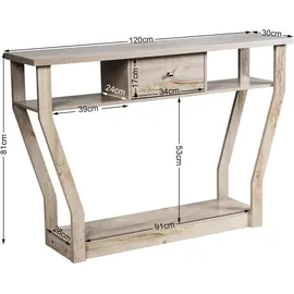 Costway Flurtisch Konsolentisch 120x30x81 cm grau
