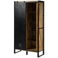 Massivmoebel24 Wohnzimmerschrank Mango 105x45x195 natur klar lackiert / Metall