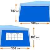 Defactoshop Pavillonseitenteil 2X Seitenteile für 2x2 m mit Seitenwand oder 300x180cm für 3x3 m, Passen für Pavillon 2x2m, 3x3m oder 3x6m blau 300 cm