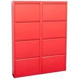 VCM ebuy24 Pisa Schuhschrank mit 8 Klappen in Metall Rot