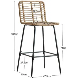 Möbel Kraft Barhocker 2er-Set ¦ braun ¦ Maße (cm): B: 47,5 H: 103