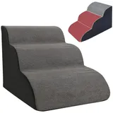 REDOM Hunderampe Hundetreppe tragbare Haustiertreppe (klappbare mit rutschfestem Bezug Schaumstoffkern, 1-St., Haustiertreppen Treppen 60x40x40cm), gelenkschonende für ältere Hunde und kleine Rassen grau 3-Stufig | 40 cm x 60 cm x 40 cm