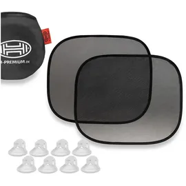 Heyner Heyner® Auto-sonnenschutz 44x36cm 2er Set mit Saugnäpfen für Autofenster UV Schutz Scheibe Auto Pkw Lkw Babys Kinder Sonnenblende