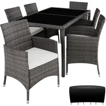 Tectake Rattan Sitzgruppe Porto 6-tlg. Grau