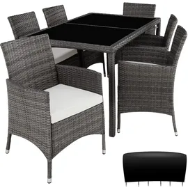 Tectake Rattan Sitzgruppe Porto 6-tlg. Grau