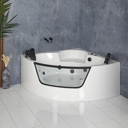 Moderne Whirlpool-Eckbadewanne 140cm x 140cm, in Schwarz - Breeze Hudson Reed