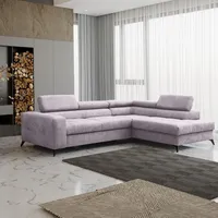 Fun Möbel Ecksofa Schlafsofa AMADEO Stoff Anafi Lavendel Ottomane