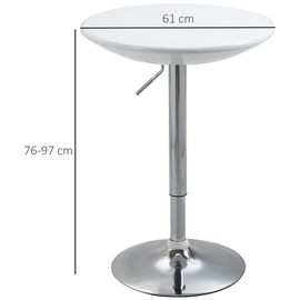 Homcom Bartisch Ständer und Tellerfuß aus Metall Bewegliche 360-Grad-Tischplatte Weiß Ø61 x 76-97 cm