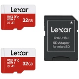 Lexar Micro SD Karte 32GB 2er Pack, Speicherkarte Micro SD mit Adapter, Bis zu 100 MB/s Lesegeschwindigkeit, UHS-I, U3, A1, V30, C10, 4K UHD microsdxc SD Karte für Kamera, Smartphone, Switch