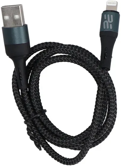 Neues Encore Energy USB-A Lightning-Kabel 2A QC PD zum Laden und Datentransfer 100 cm geflochten schwarz EE103-L