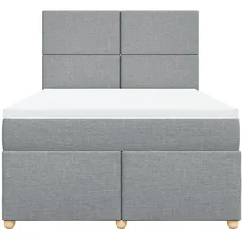 vidaXL Boxspringbett mit Matratze Hellgrau 160x200 cm Stoff