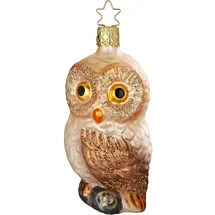 INGE-GLAS - Christbaumschmuck, Baumschmuck - Vogel - Eule - Glas - Größe: 10 cm - mundgeblasen