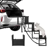 MYOYAY Hundetreppe Auto 4 Stufen,Hundeautorampe für Große Hunde Klappba,Hunderampe mit 60kg Kapazität Treppen & Stufen Für Hunde rutschfeste Hundetreppe für große und kleine Hunde