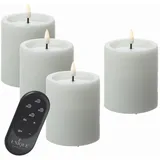 unique candles LED Kerzenset UNIQUE Rustik-Optik H: 15cm mit Batterien Fernb. 4er Set