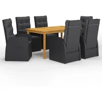 vidaXL Polyrattan Garten-Set 3067813 7-tlg. Tisch 150 x 90 x 74 cm schwarz