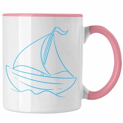 Trendation Tasse Segelboot Tasse Lustiges Geschenk für Segler Kapitäne Geschenkidee rosa