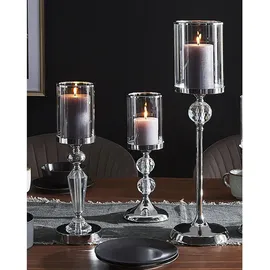 Beliani Teelichthalter Bonao Glas Silber