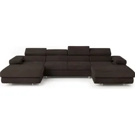 masseno Eckcouch Polyester U-Form 3-Sitzer Braun