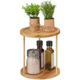 Relaxdays Gewürzregal Bambus, für Arbeitsplatte & Küchenschrank, runder Regaleinsatz, 2 Etagen, HxD: 22,5 x 20 cm, Natur