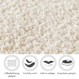 Andiamo Teppichboden ANDIAMO "Softness, Velours, Gesamthöhe 17 mm, Luxusklasse LC5", beige (creme), B:400cm L:600cm, Kunstfaser, Teppiche, Uni Farben, Breite 400 cm, besonders weich, Wohnzimmer, Schlafzimmer