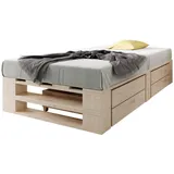 sunnypillow Palettenbett M2 80 x 200 cm Beige