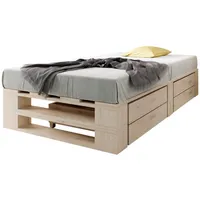 sunnypillow Palettenbett M2 80 x 200 cm Beige