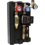 SUNEX Pumpengruppe GPS PWM HYDRA 20-8-130 - Zweistrang Solarstation - mit Durchflussmesser für Solarthermie - energieeffiziente Umwälzpumpe mit Rotameter Thermometer Luftabscheider Sicherheitsventil
