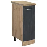 Vicco Apothekerschrank R-Line Schwarz Beton Eiche 30 cm mit Arbeitsplatte Eiche
