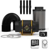 The Hookah Premium Rohrventilator EC Motor leise 683m3/h 150mm Aktivkohlefilter komplettset Growbox Kit 6m Grow Abluft-Set Luftreinigung
