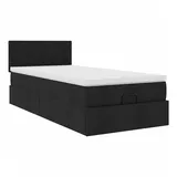 vidaXL Ottoman-Bett mit Matratze Schwarz 80x200 cm Stoff