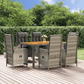 vidaXL Garten-Essgruppe 7-tlg. Grau