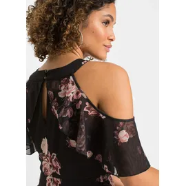 bonprix Maxikleid für eleganten Auftritt, aus leichtem Mesh-Material, lockere Passform schwarz M (40/42)