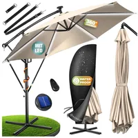 Kesser Ampelschirm LED Solar Ø 350 cm beige inkl. Abdeckung