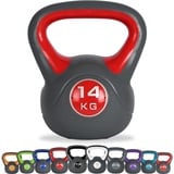 MSPORTS Kettlebell 2 – 20 kg inkl. Übungsposter Kugelhantel (14 Kg - Rot)