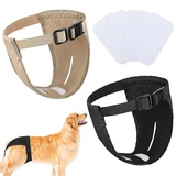 2er-Pack Hundehosen, Hundewindeln mit 6 Damenbinden, verstellbare Schutzhose für Hündinnen bei Hitze, monatliche Blutungen, wiederverwendbar, waschbar, Hygienehose für Hunde (XL-schwarz und Kamel)