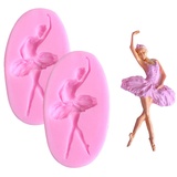 DUBENS 2 Stück 3D Silikon Tanzen Ballett Mädchen Form DIY Form Handgemachte Seife Schokolade Sugarcaft Candy Fondant Backform Kuchen Dekorieren Werkzeuge, Rosa