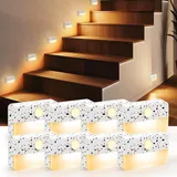 8PCS LED Treppenbeleuchtung mit Bewegungsmelder - Innen Nachtlicht, Treppenlicht mit Motion Sensor Akku, Kleine Lampe Treppenstufenbeleuchtung mit Batterie, Night Light für Kinder, Trepp (Marmor)