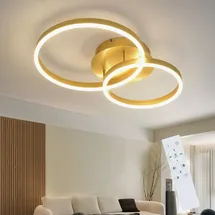 GBLY ZMH Deckenlampe LED Deckenleuchte Wohnzimmer - Wohnzimmerlampe Modern Design Dimmbar mit Fernbedienung Gold 2 Ring aus Acryl 46W Deckenbeleuchtung für Schlafzimmer Küche