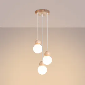 Sollux Pekka 3-flg. 31 cm weiß/naturfarbenes Holz
